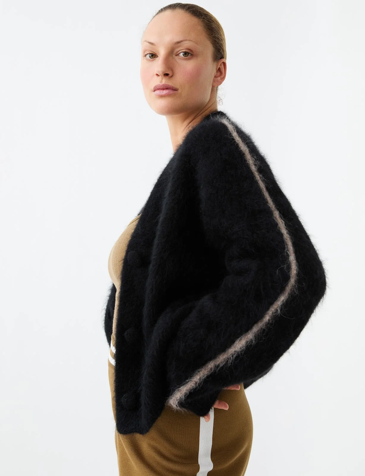 Brushed Alpaca Cardigan - Black - Image 5