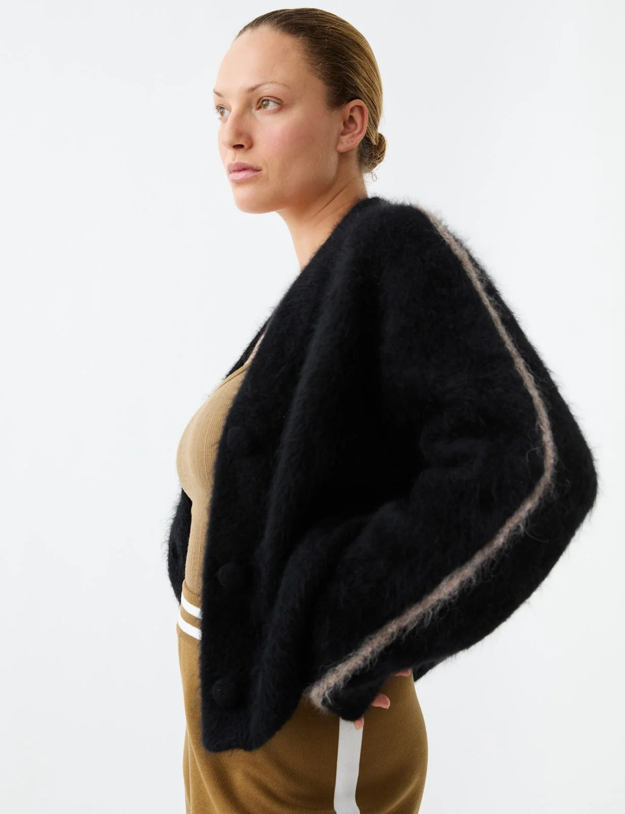 Brushed Alpaca Cardigan - Black - Image 6