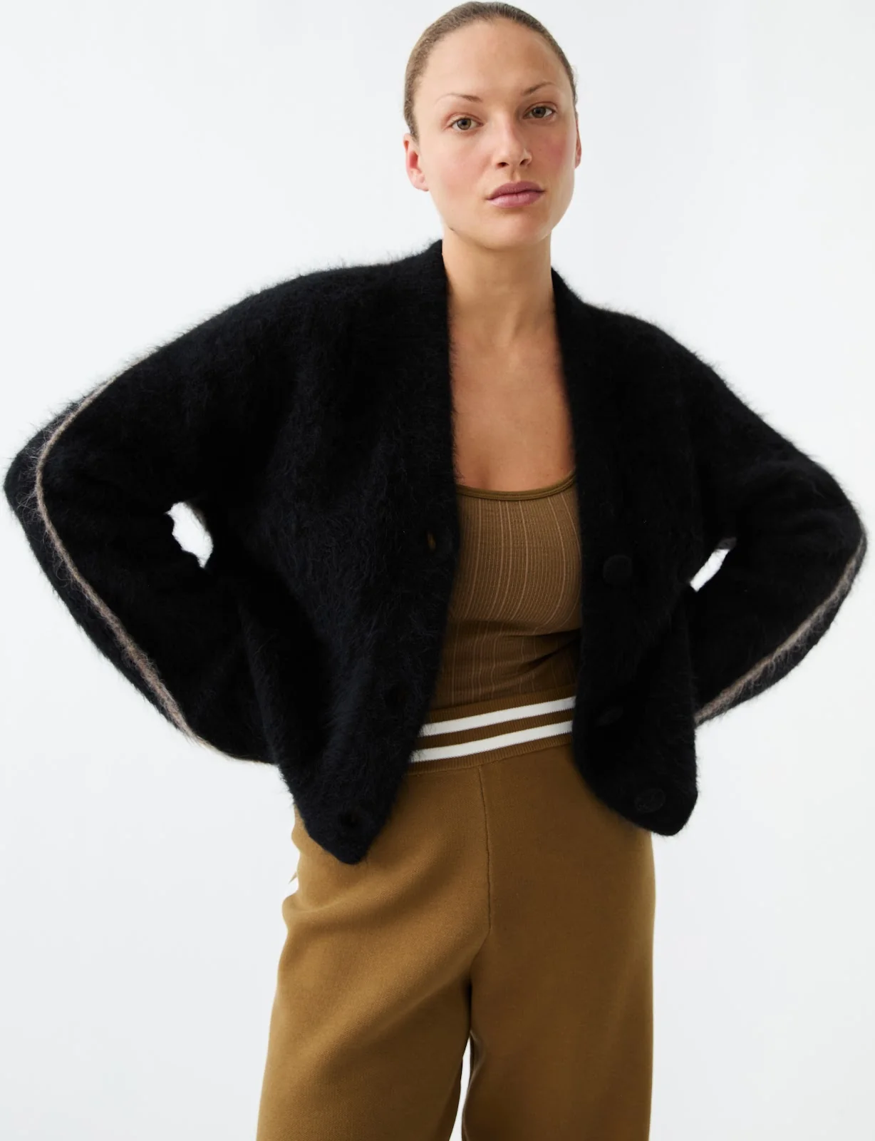 Brushed Alpaca Cardigan - Black - Image 7