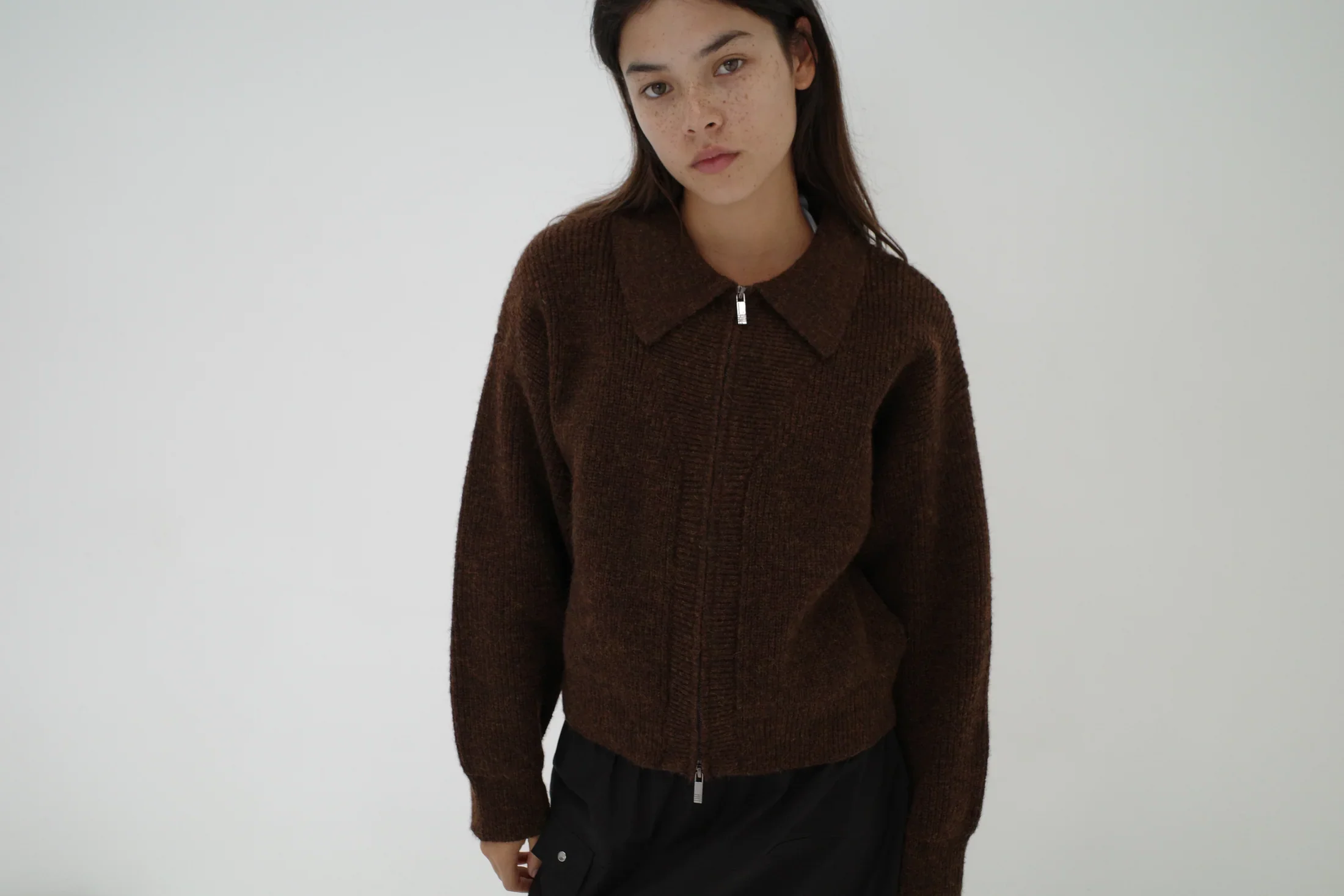 Double Layer Cardigan - Brown - Image 3