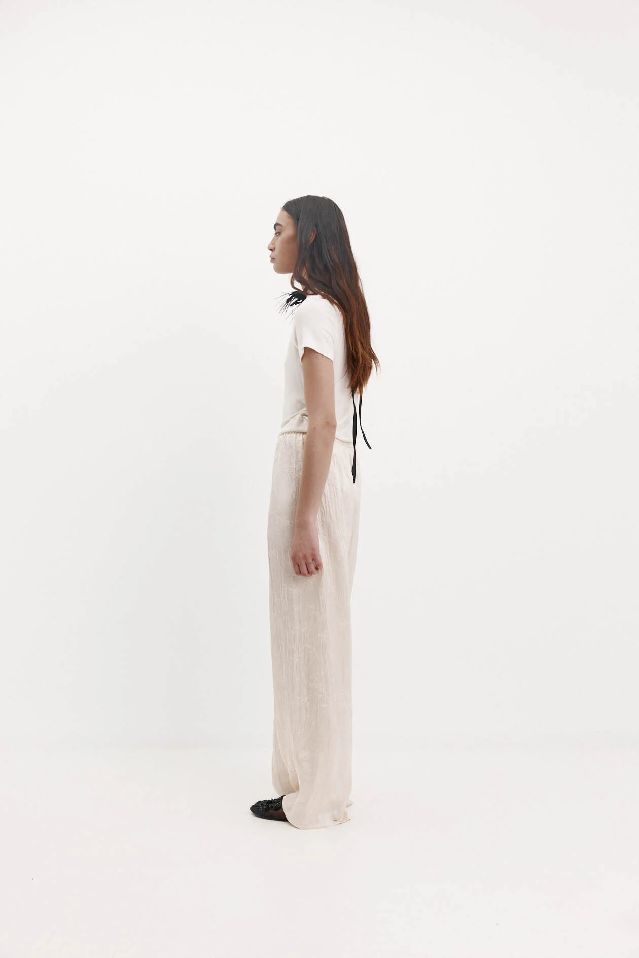 Irving Trouser - Ivory Jacquard Satin - Image 6
