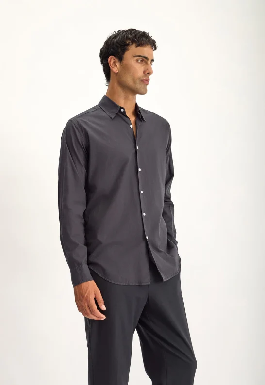 Folded Collar Shirt - Blacken - Image 3