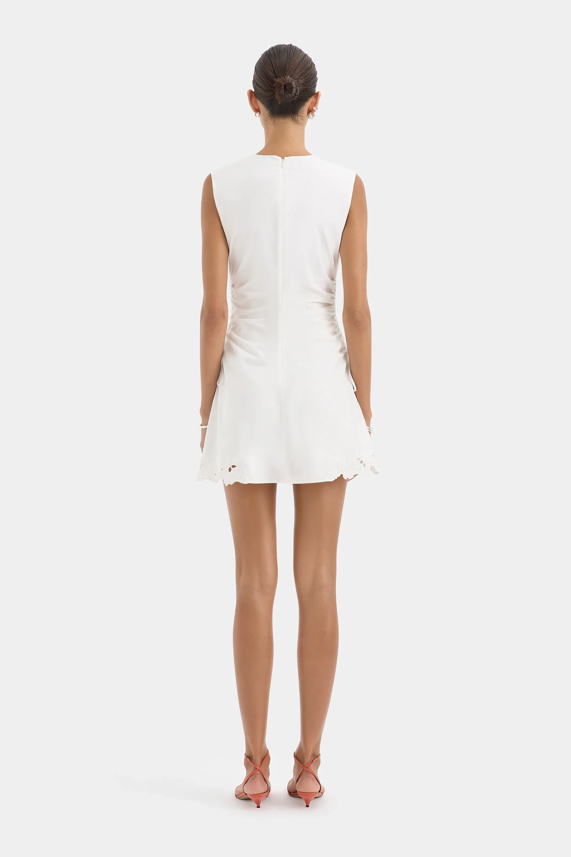 Klara Ruched Mini Dress - Ivory - Image 3
