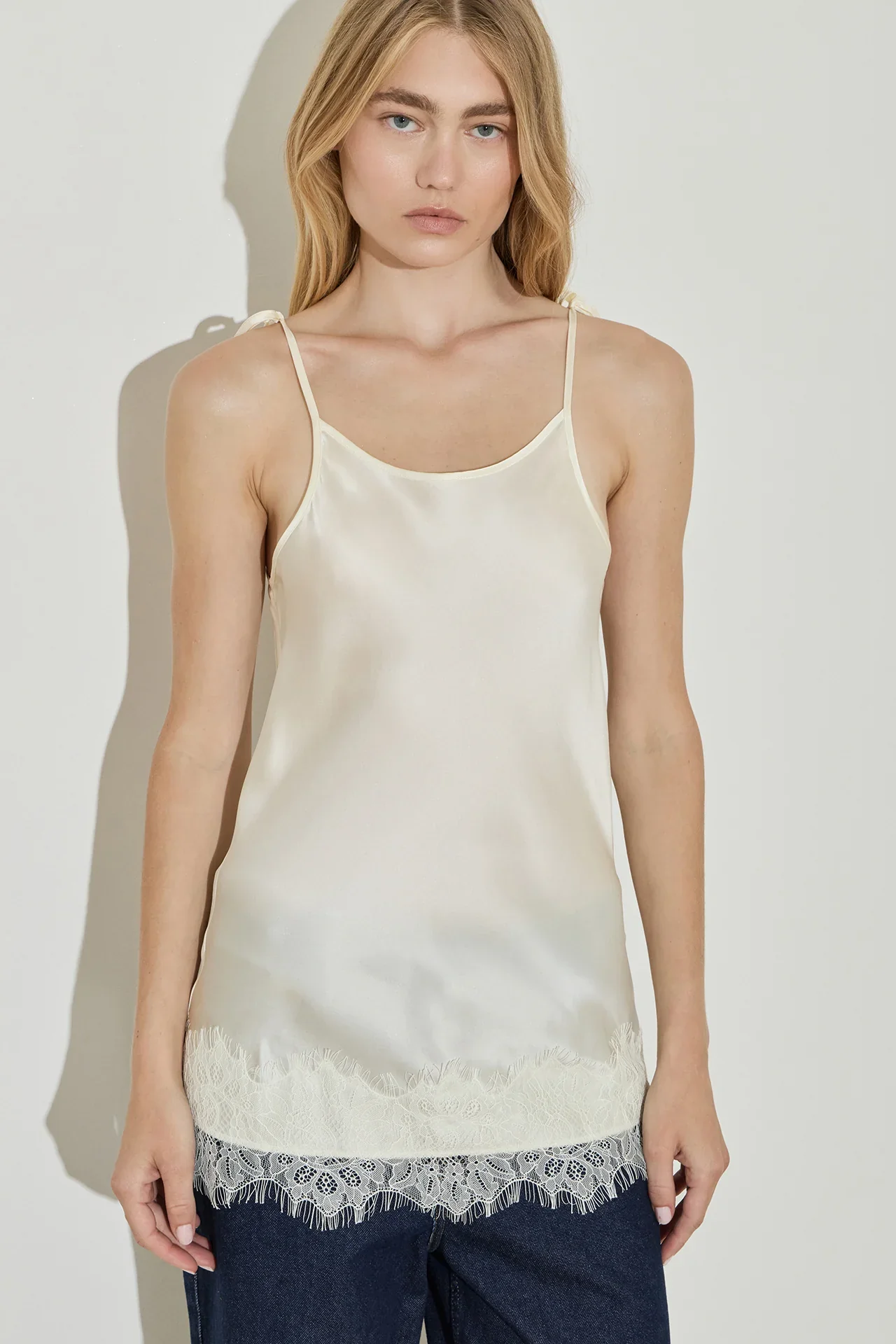Lace Trimmed Cami - White