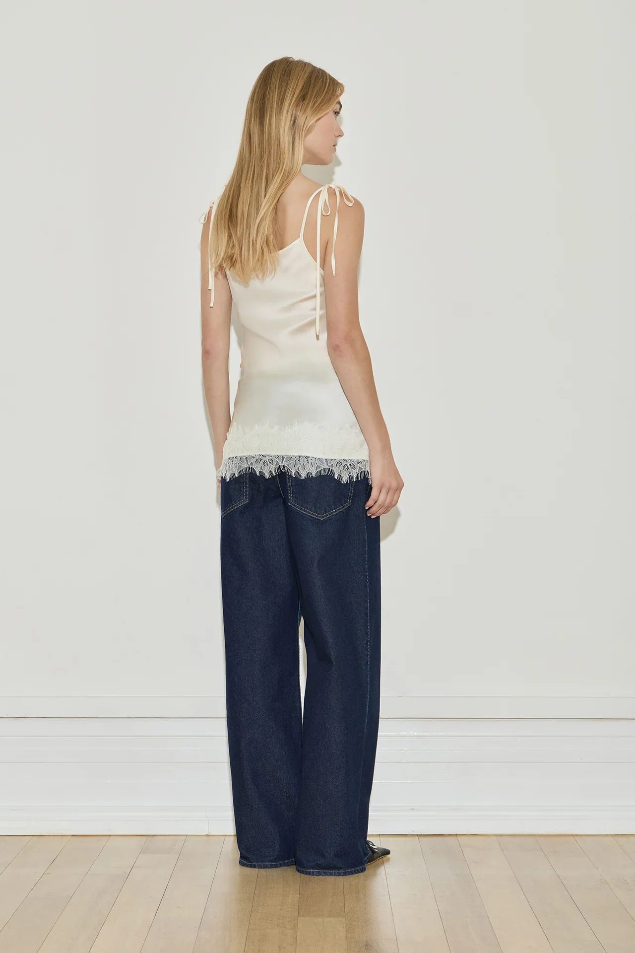 Lace Trimmed Cami - White - Image 3