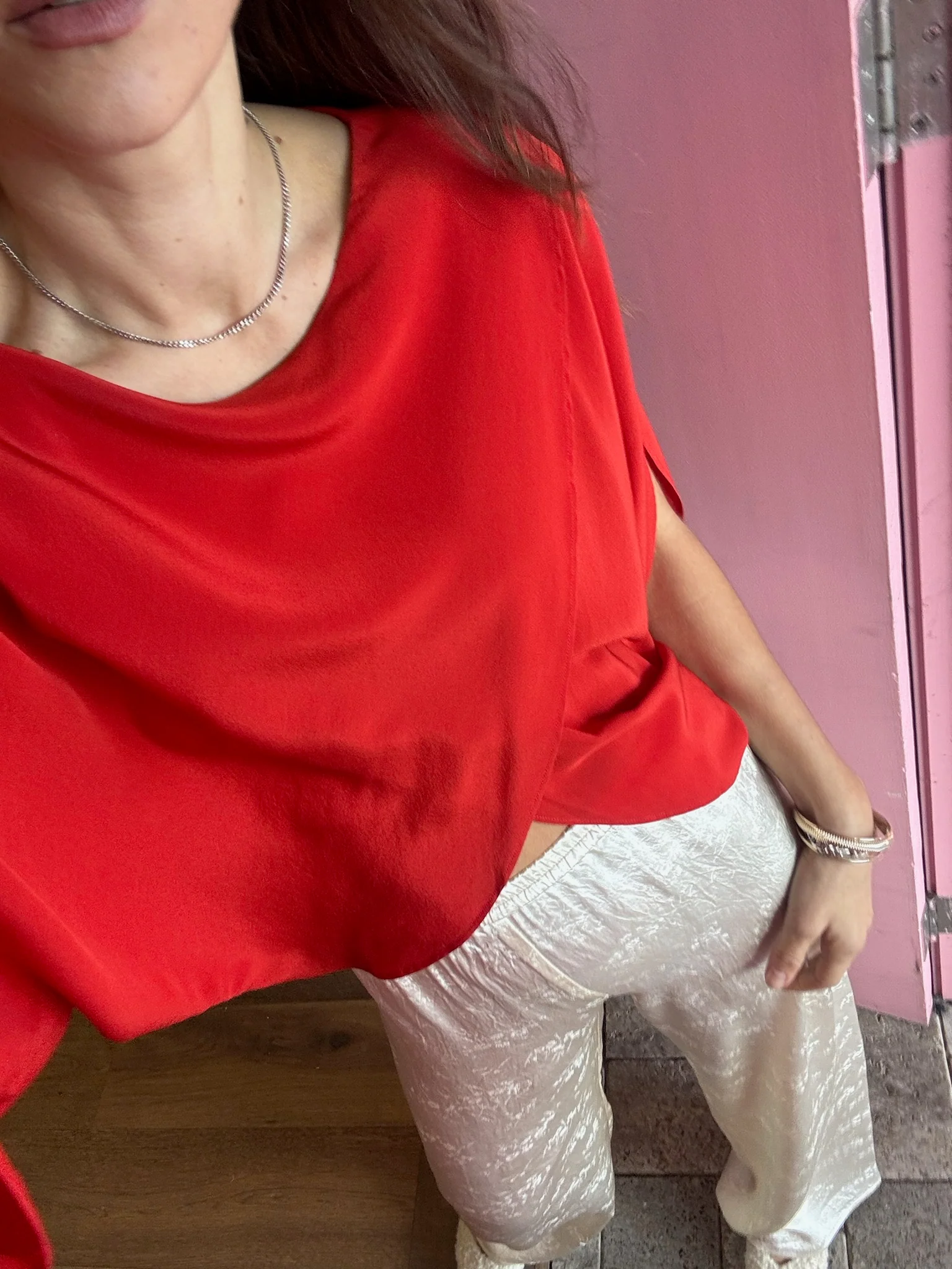 Leaf Top - Red Silk Crepe - Image 3