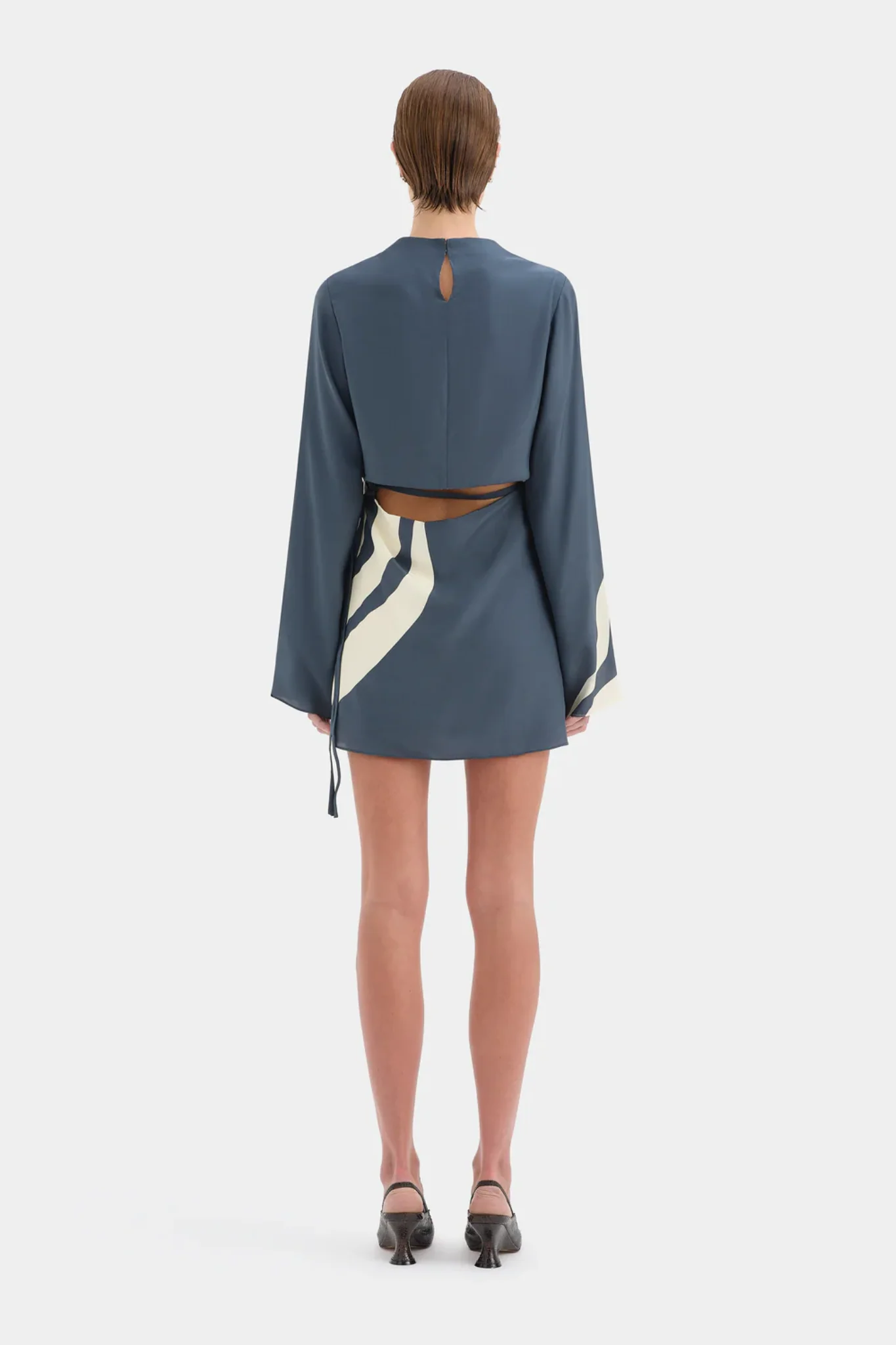 Lilou Mini Dress - Liora Charcoal Blue - Image 3