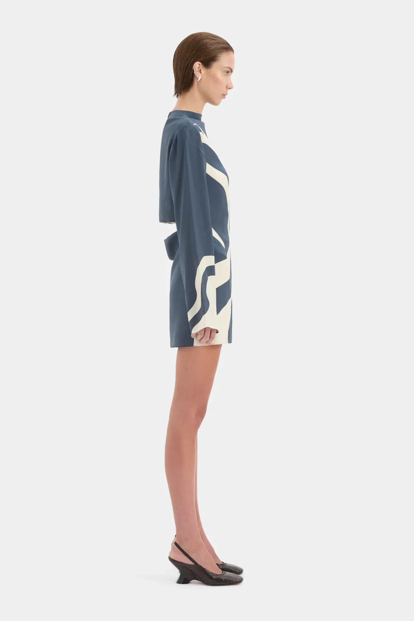 Lilou Mini Dress - Liora Charcoal Blue - Image 4