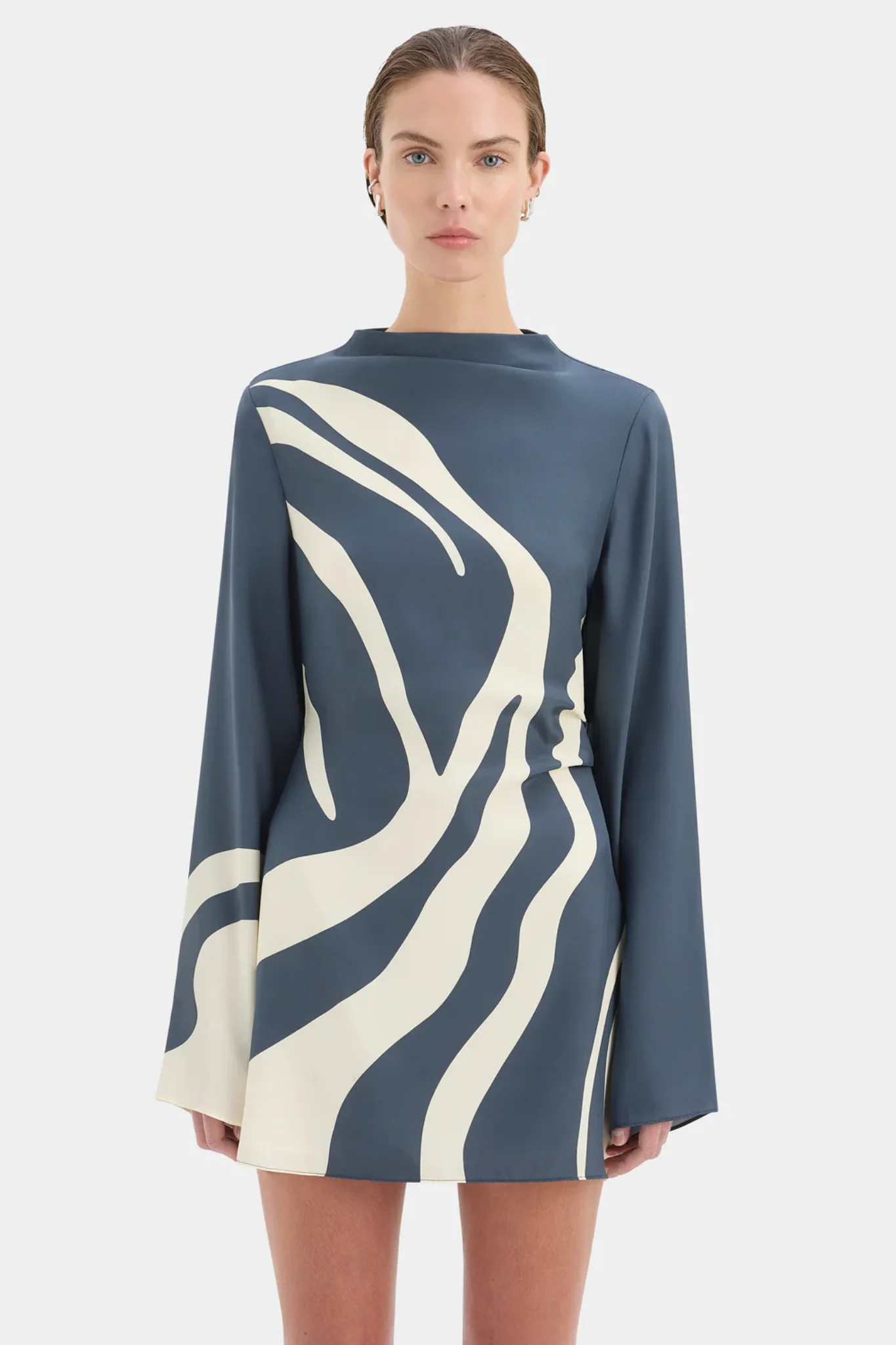 Lilou Mini Dress - Liora Charcoal Blue - Image 5