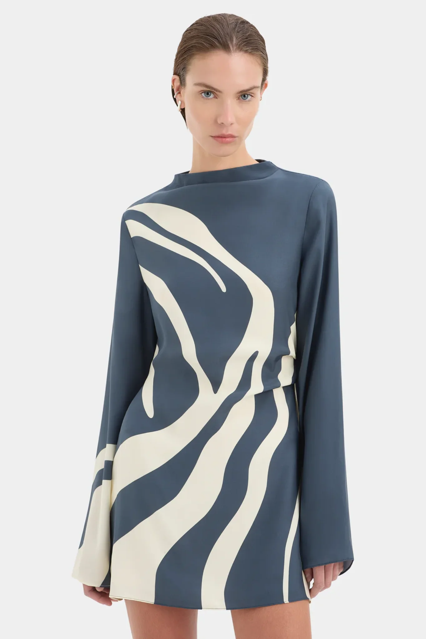 Lilou Mini Dress - Liora Charcoal Blue - Image 6