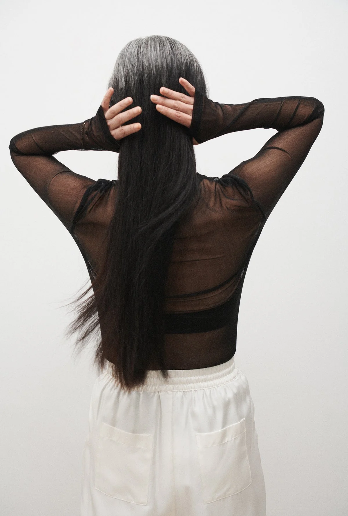 Mesh Long Sleeve Top - Black - Image 6