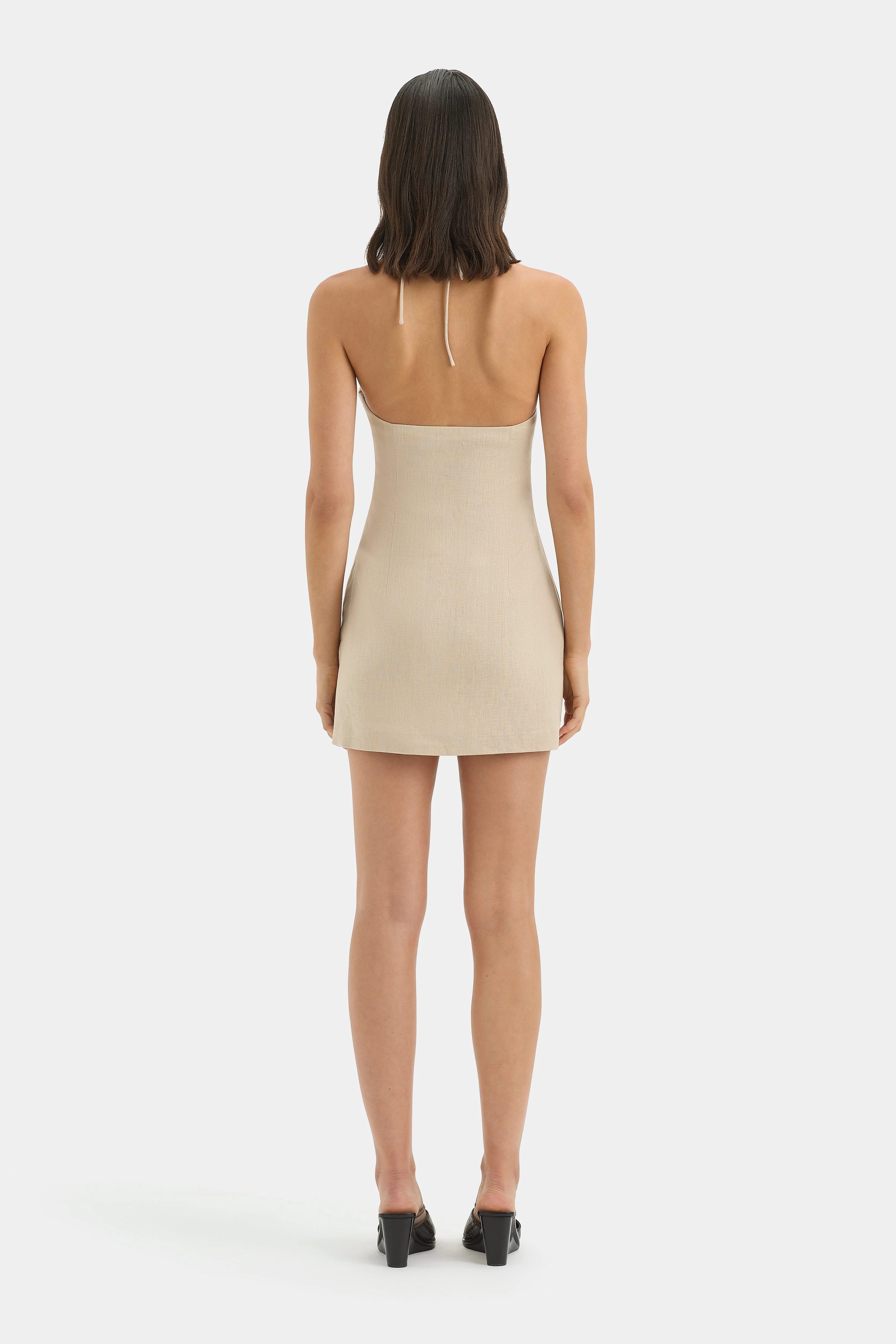 Moretti Halter Mini Dress - Natural - Image 6