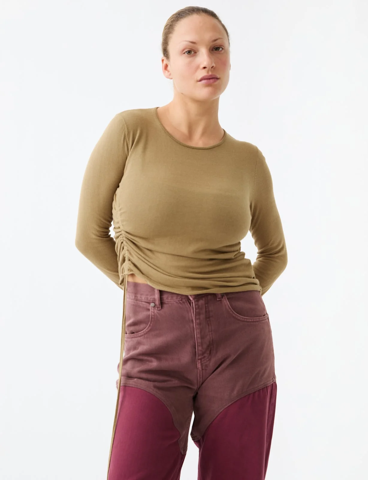 Organic Ruched Long Sleeve - Artichoke - Image 4
