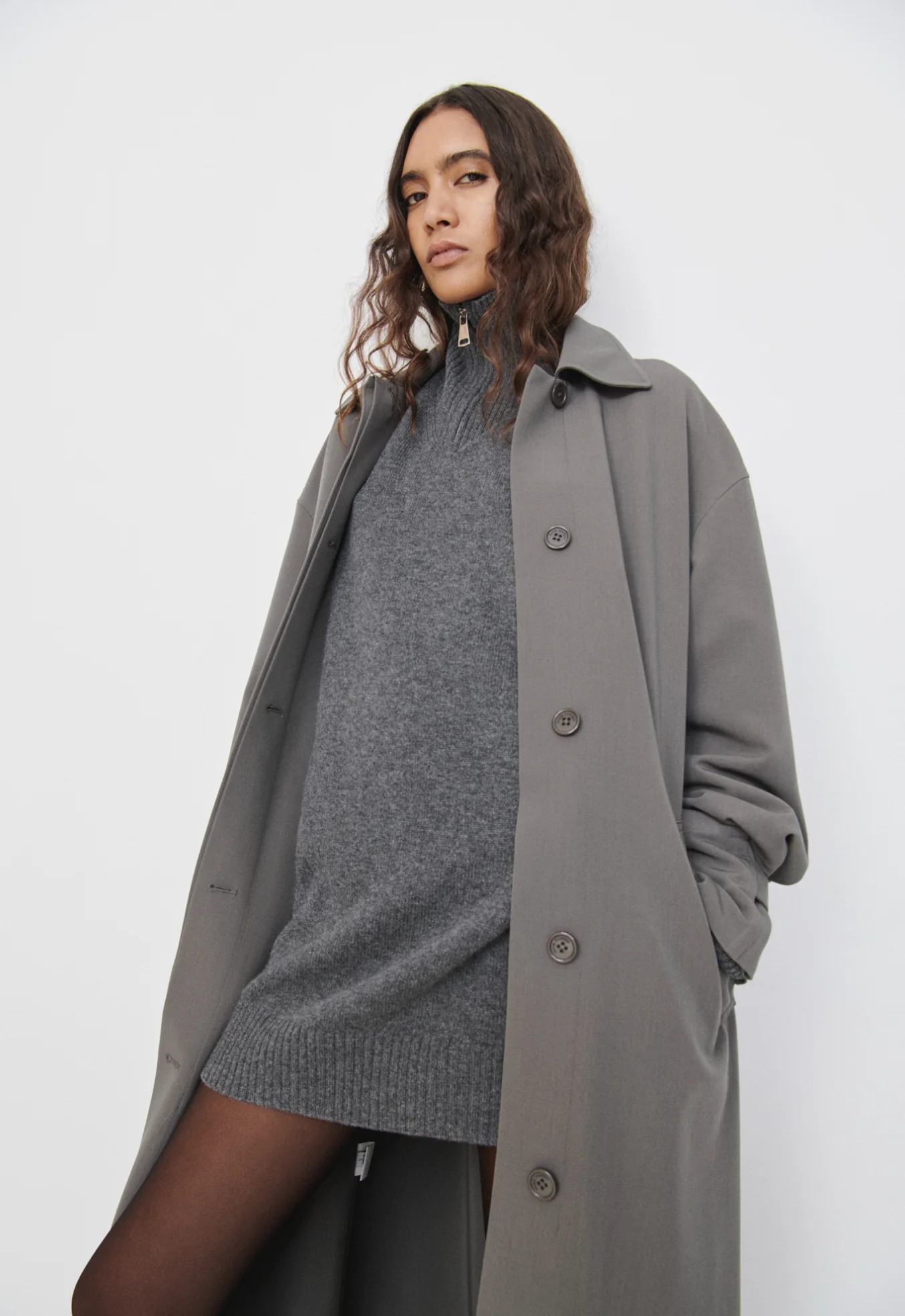 Oversized Zip Sweater - Charcoal - Image 7