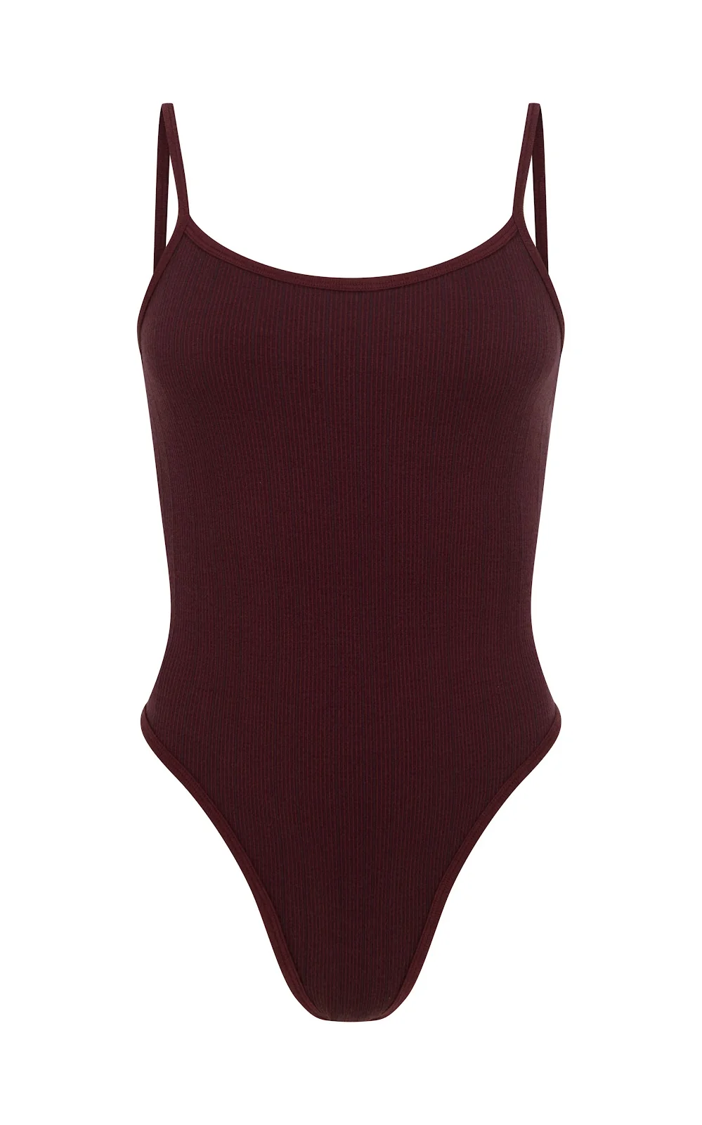 Pinstripe Wool Bodysuit - Mulberry