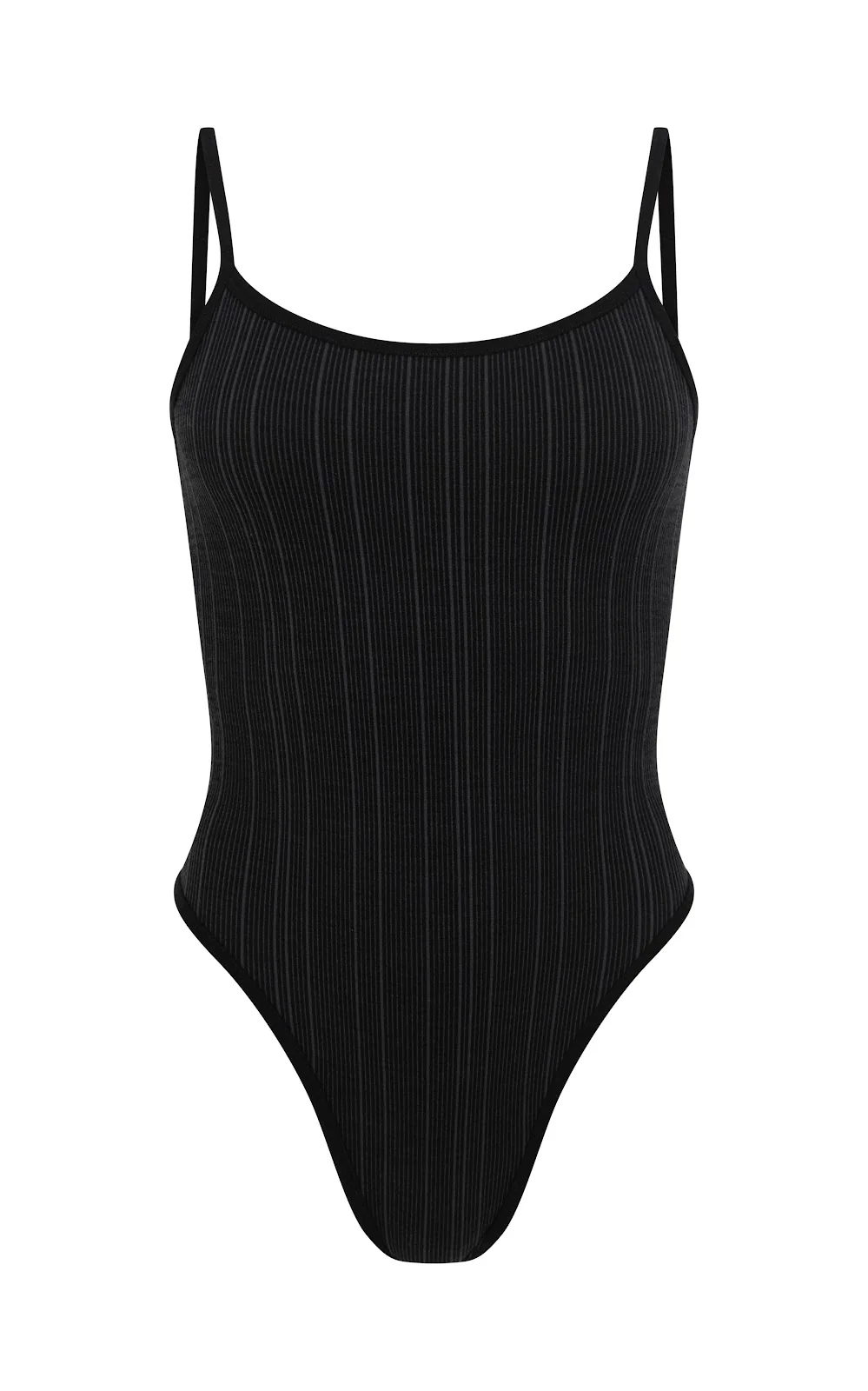 Pinstripe Wool Bodysuit - Obsidian