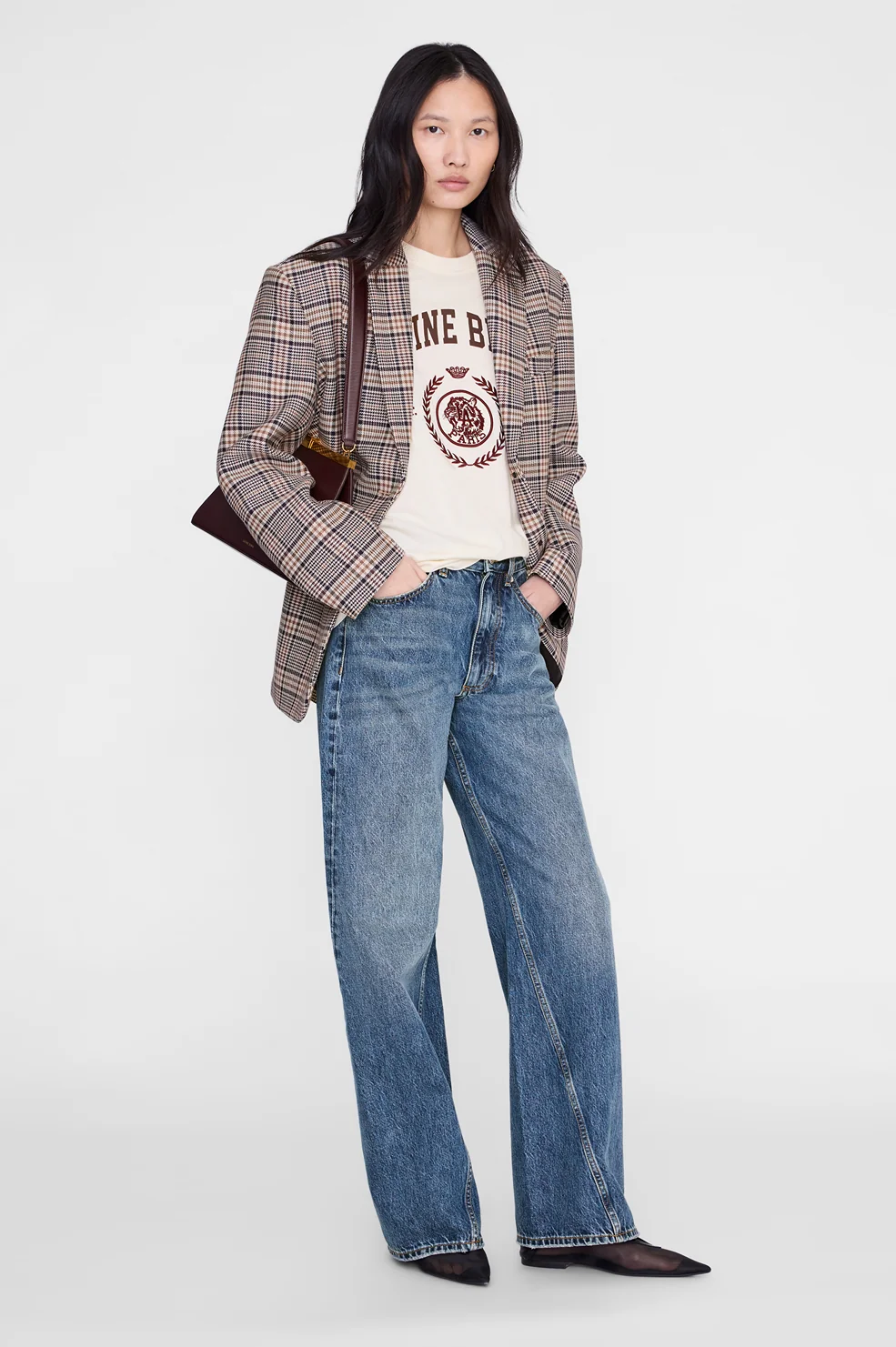 Quinn Blazer - Beige and Navy Check - Image 3