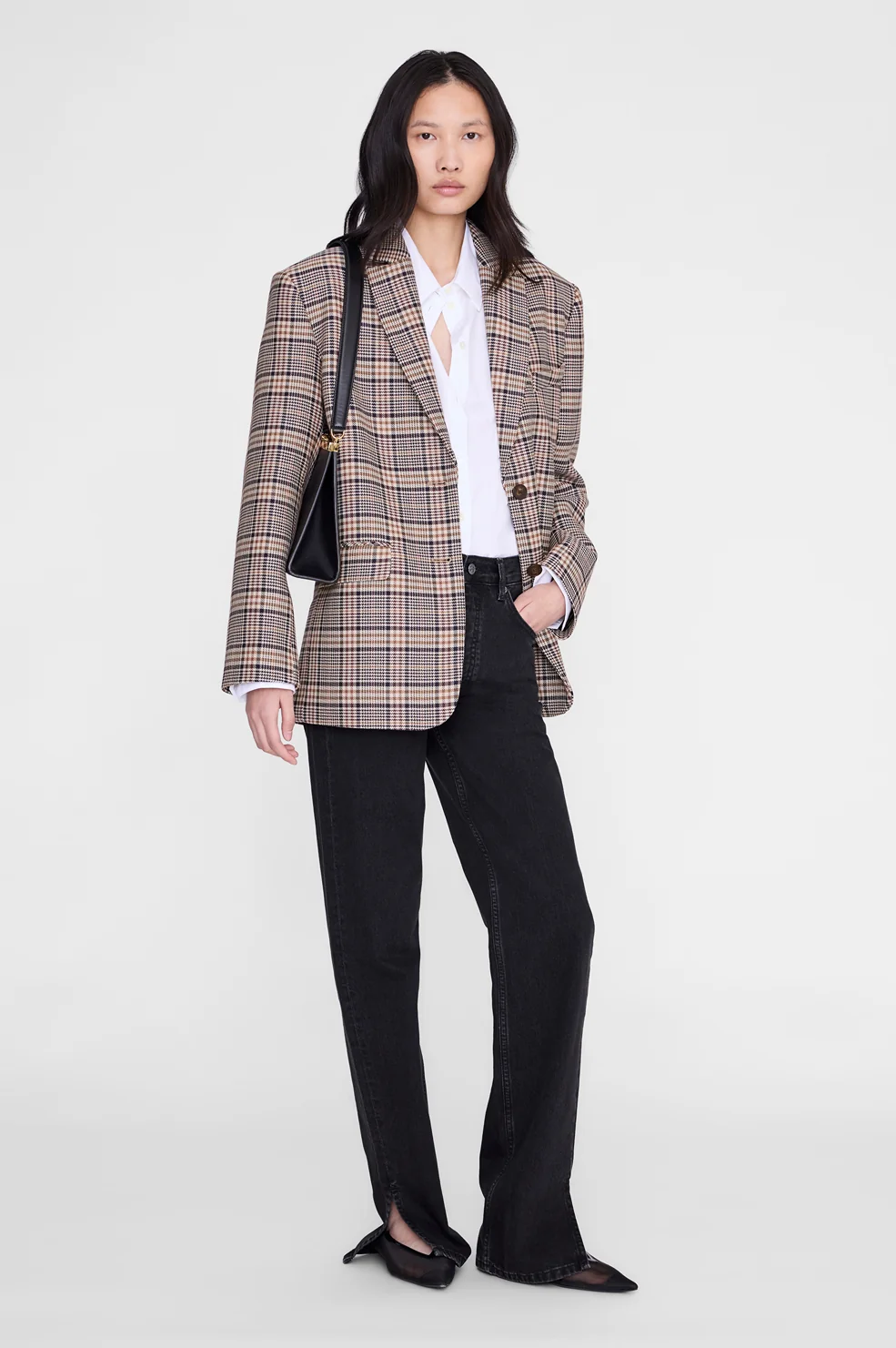 Quinn Blazer - Beige and Navy Check - Image 4