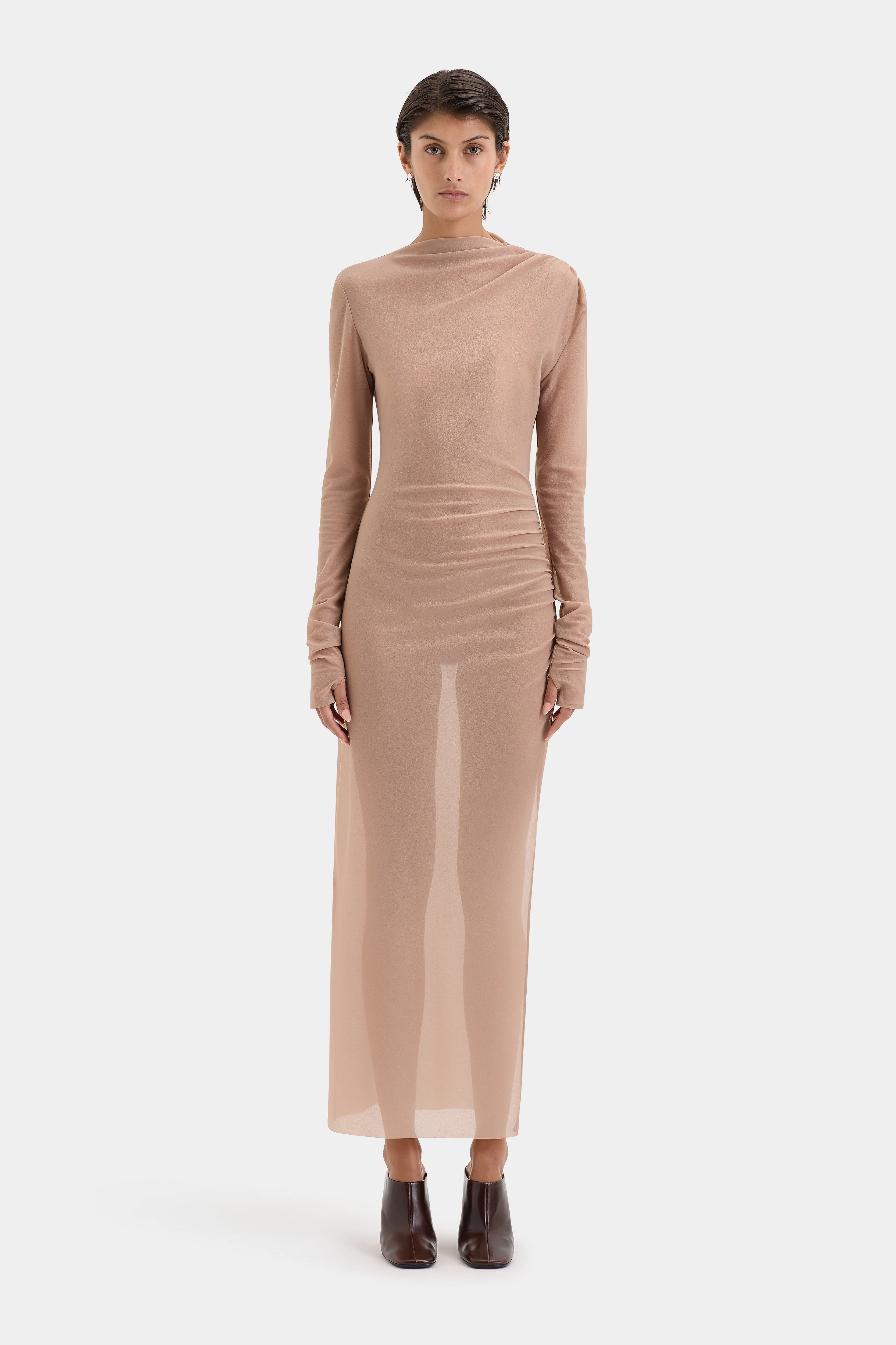 Ruby Draped Gown - Light Tan - Image 3