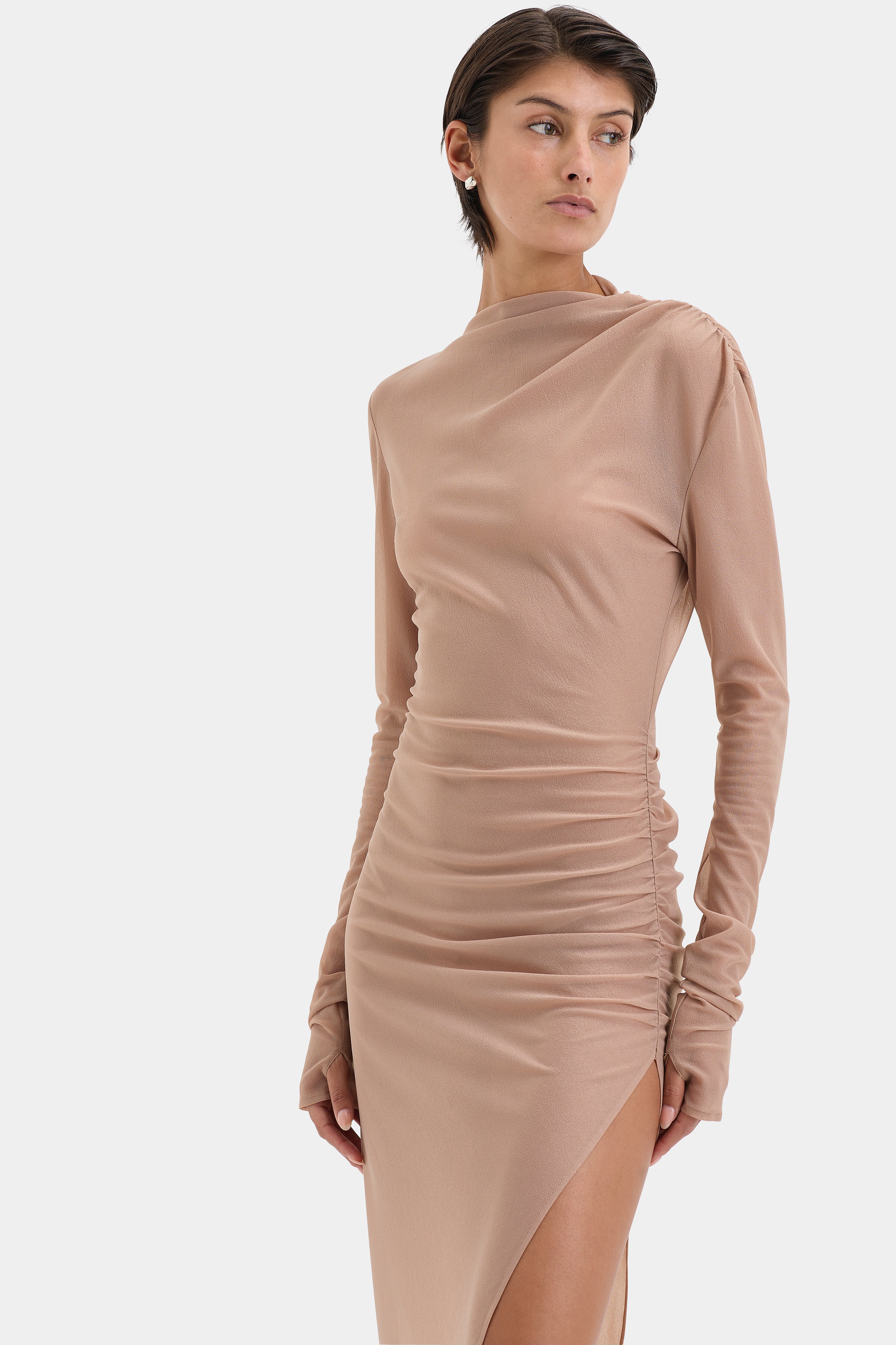 Ruby Draped Gown - Light Tan - Image 6