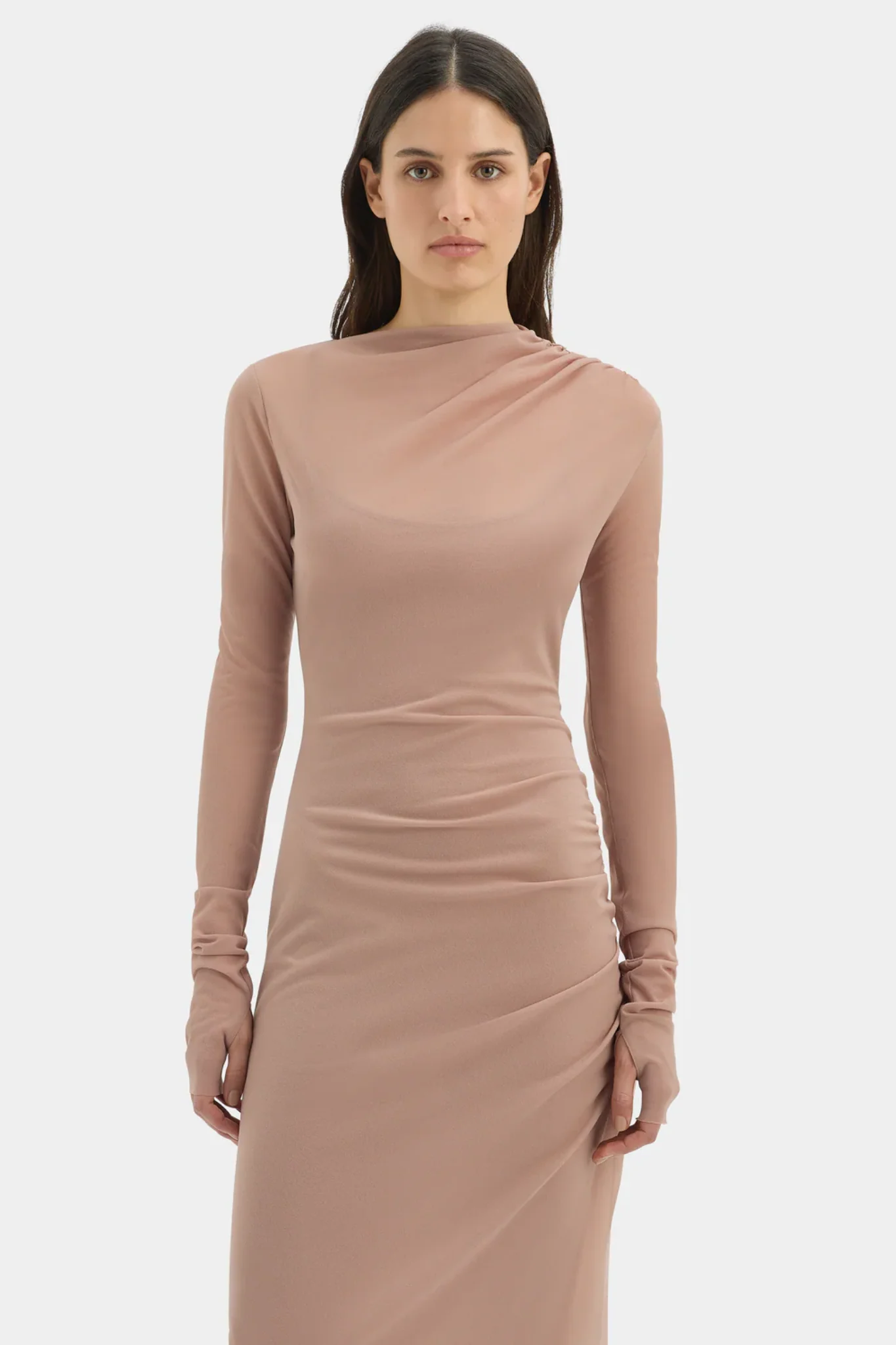Ruby Draped Gown - Light Tan - Image 8