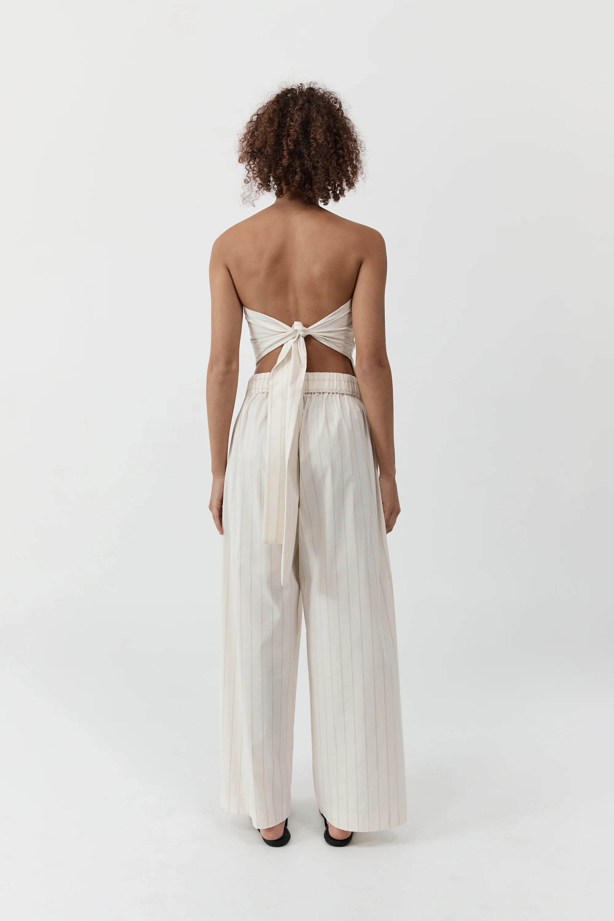 Strapless Tie Back Top - Ecru Stripe - Image 4