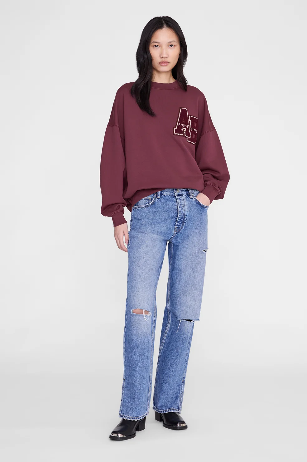Miles Sweatshirt Letterman – Fig - Image 2