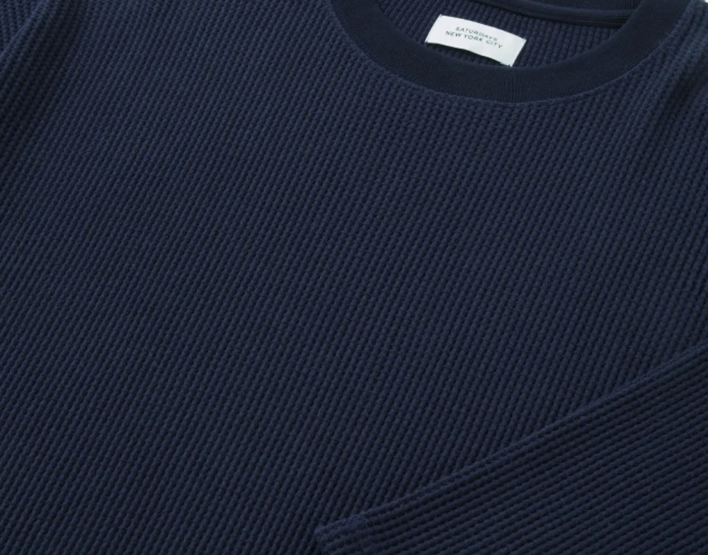 Waffle Half Sleeve Tee - Navy - Image 6
