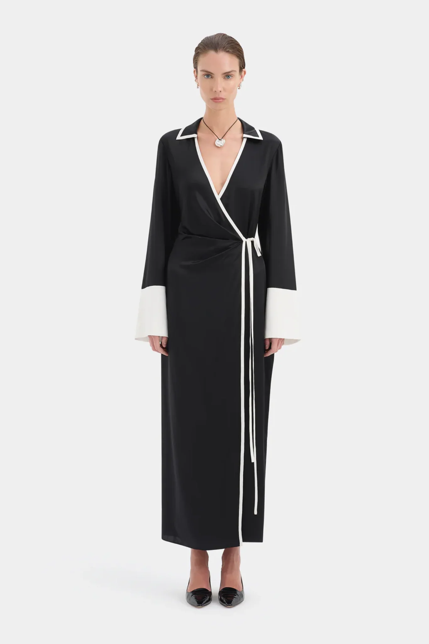 Yasmine Wrap Shirt Dress - Black - Image 2