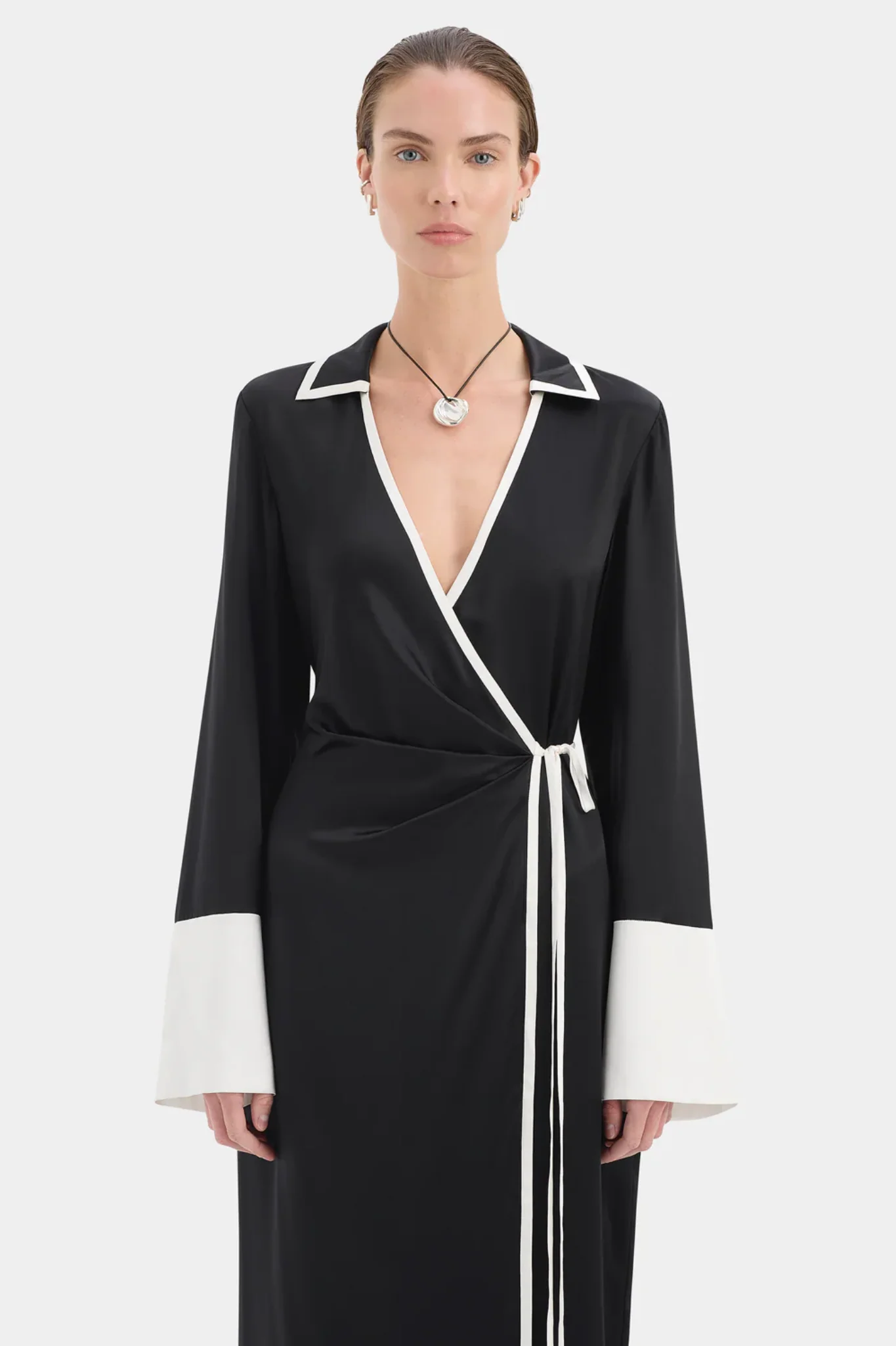 Yasmine Wrap Shirt Dress - Black - Image 5