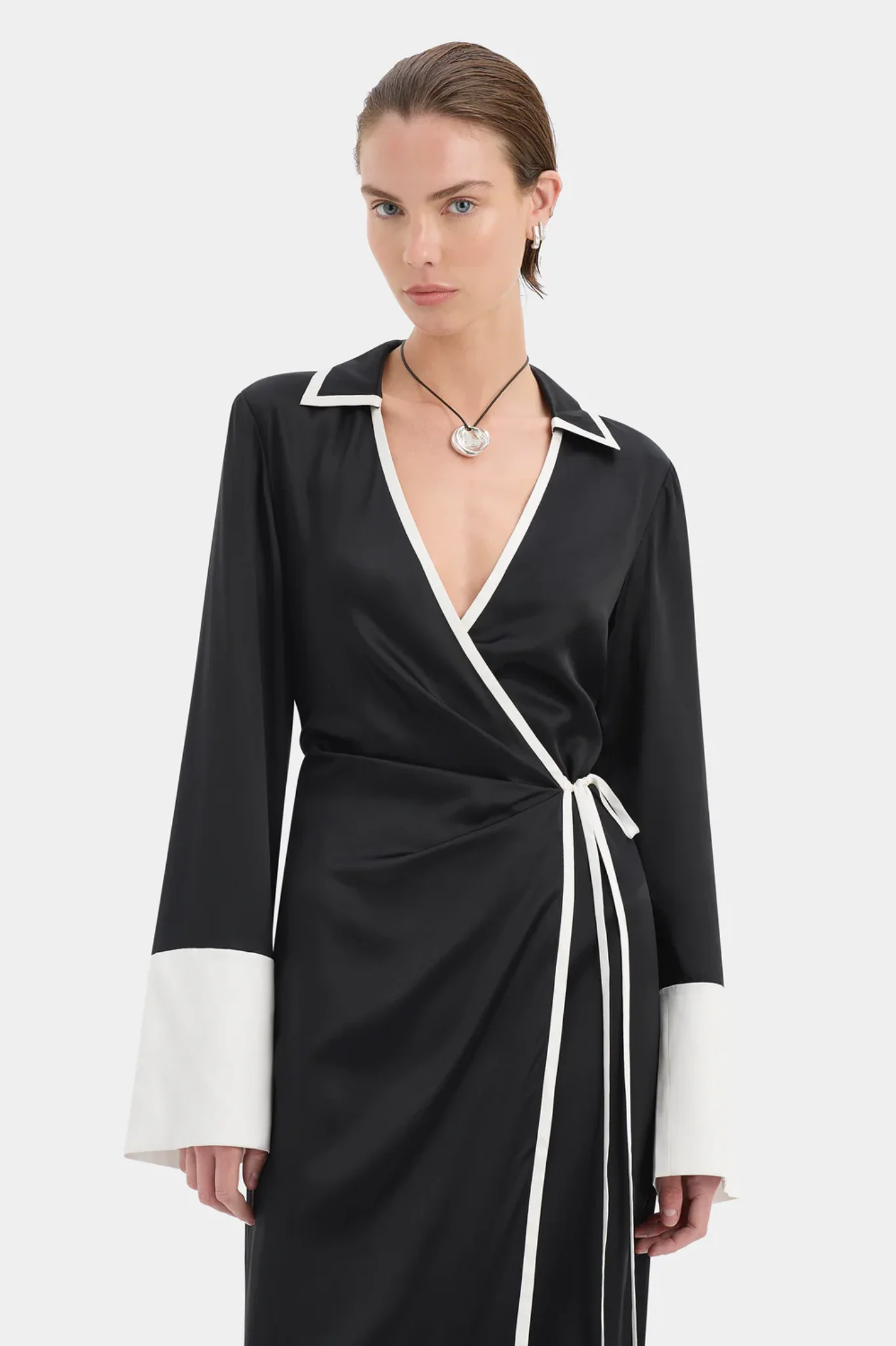 Yasmine Wrap Shirt Dress - Black - Image 6